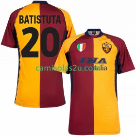 Camisolas de futebol AS Roma Batistuta 20 2000 2001 Retro Equipamento Principal Manga Curta
